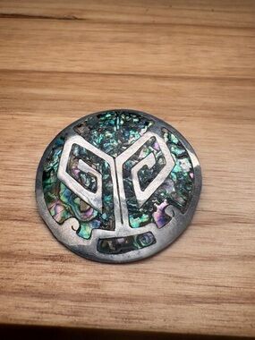 Large .925 Sterling  & Abolone Pendant from Mexico